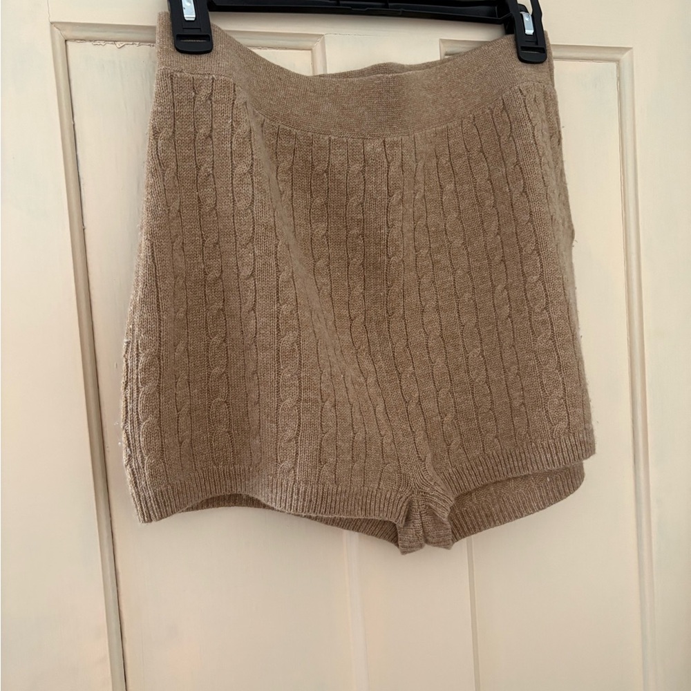 Polo Ralph Lauren Wool Cashmere Blend Cable Knit Shorts - Tan